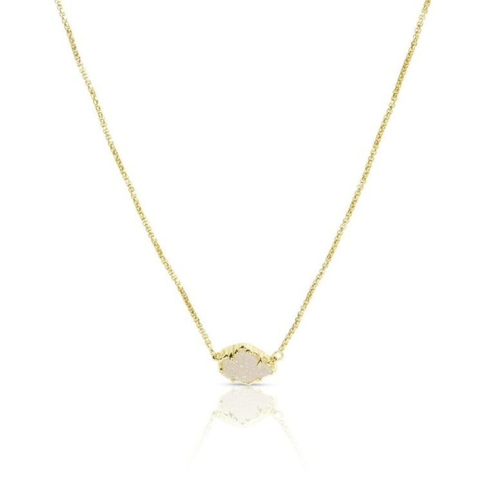 Kendra Scott Elisa Gold Iridescent Drusy Pendant Necklace Dainty Jewelry‎